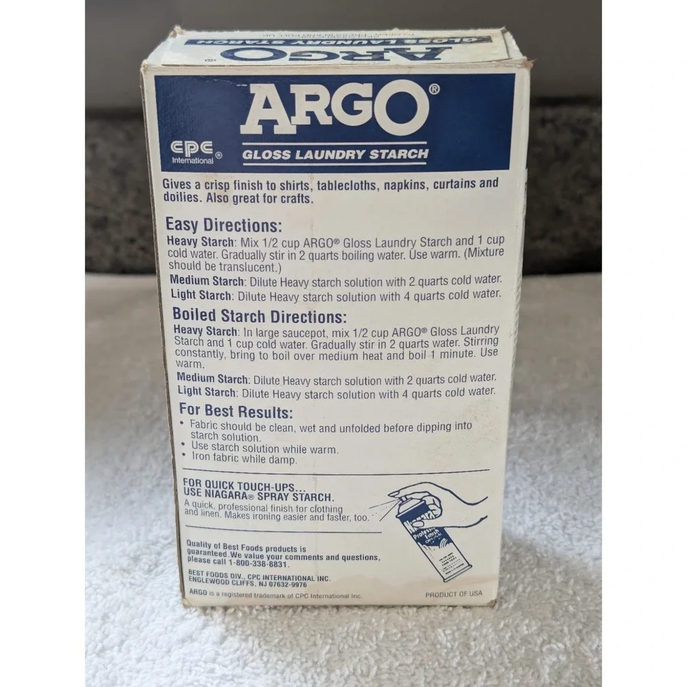 ARGO Powdered Chunks Gloss Laundry Starch Vintage 2 16 oz Blue Boxes